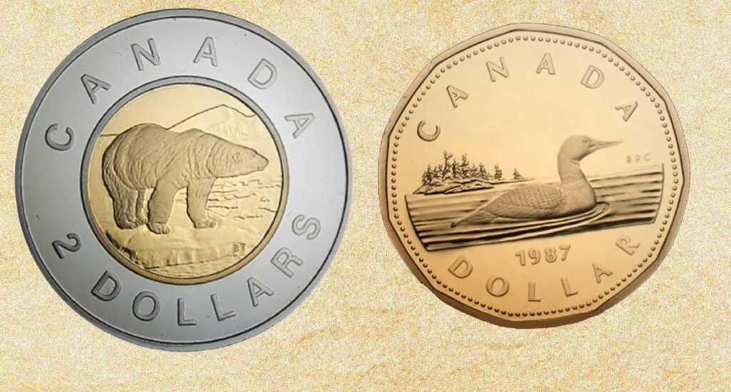 Canadian toonie and Loonie